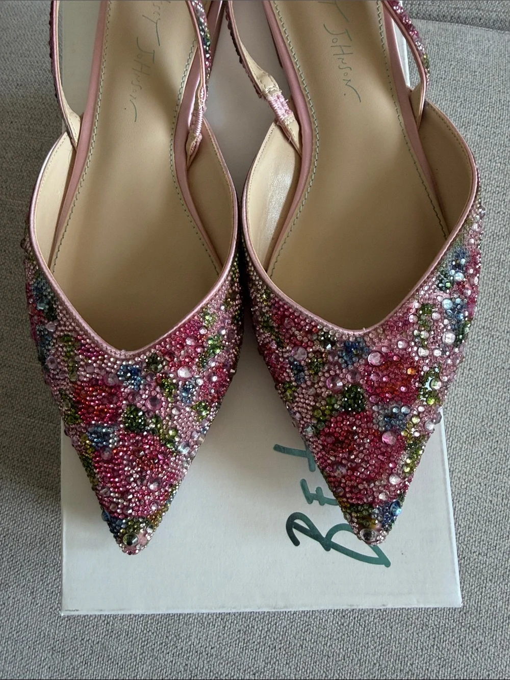 Betsey Johnson Pink Beaded Pointed-Toe Slingback Mules - Picture 2 of 10